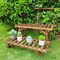 Freestanding 3 Tier Ladder Shelf Wood Plant Stand Indoor Outdoor Flower Pot Rack